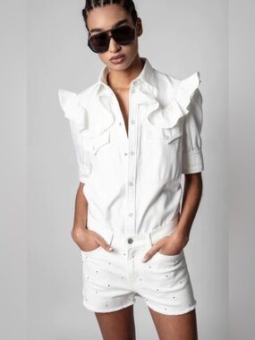 Zadig & Voltaire Toky Denim White Shirt Size S